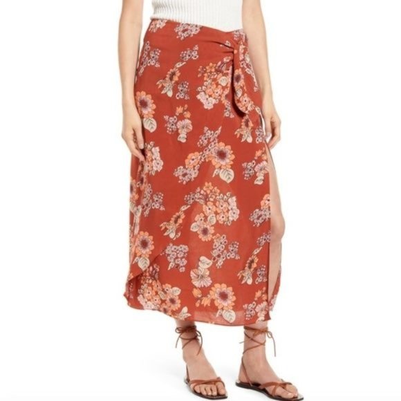 Free People Sunray Sarong Floral Midi Skirt - Picture 2 of 9